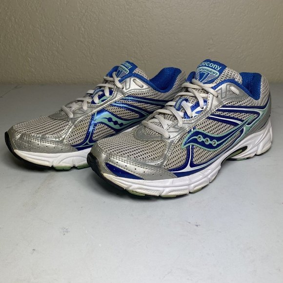 SAUCONY Cohesion 7 Womens Running Shoes Silver & Blue Green Size 9.5 Great Cond - Picture 1 of 11
